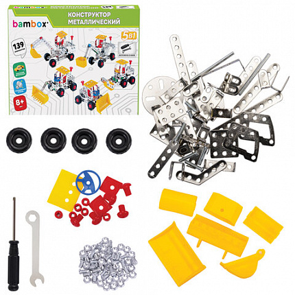Конструктор металлический "Строительная техника 5 в 1", подвижные детали, 139 элементов, BAMBOX (БАМБОКС), 666370