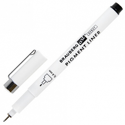 Капиллярные ручки линеры для рисования 3 шт., черные, 0,3/0,4/0,8 мм, BRAUBERG ART DEBUT, 143939.