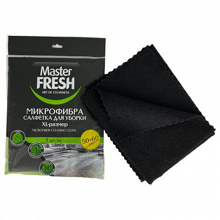 Тряпка для мытья пола из микрофибры, 50х60 см, черная, MASTER FRESH