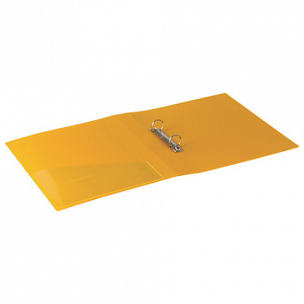 Папка на 2 кольцах BRAUBERG "Contract", 35 мм, желтая, до 270 листов, 0,9 мм, 221795