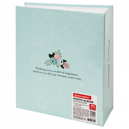 Фотоальбом BRAUBERG "Цветочный узор" на 304 фото 10х15 м, твердая обложка, термосклейка, 391162