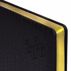 Ежедневник датированный 2026 БОЛЬШОЙ ФОРМАТ 210х297мм А4, BRAUBERG Comodo, под кожу, черный, 117242