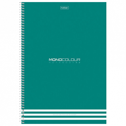 Тетрадь А4, 96 л., HATBER, спираль, клетка, матовая ламинация, тиснение, "MONOCOLOUR" (микс в ПУ), 093593, 96Т4лтВ1сп