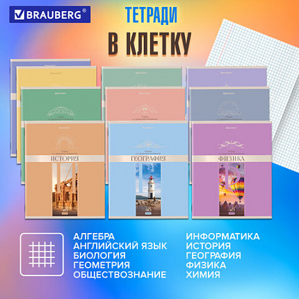 Тетради предметные, КОМПЛЕКТ 12 ПРЕДМЕТОВ, 48 л., обложка картон, BRAUBERG, "DELIGHT", 404606