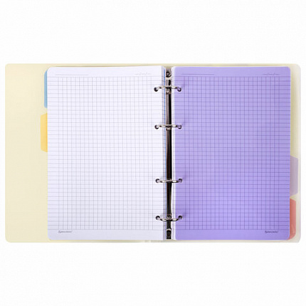 Тетрадь на кольцах А5 175х220мм, 120л, пластик, с резинкой и разделителями, BRAUBERG, Желтый, 404631