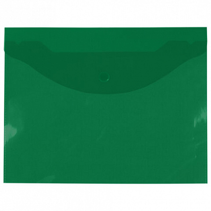 Папка-конверт с кнопкой прозрачная МАЛОГО ФОРМАТА А5, BRAUBERG UNIVERSAL, зеленая, 0,15 мм, 273069