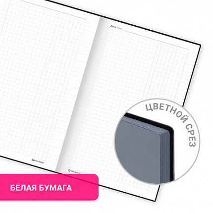 Блокнот А5 138x213 мм, BRAUBERG "Personal", под кожу, 80 листов, клетка, серый, 116612