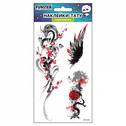 Наклейки-тату переводные "Цветные", 20,5х10 см, ассорти 12 видов, FUNSTER (ФАНСТЕР), 666105