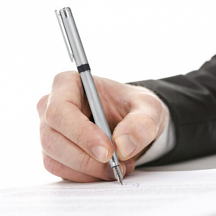 Ручка подарочная перьевая GALANT "SPIGEL", корпус серебристый, детали хромированные, узел 0,8 мм, 143530