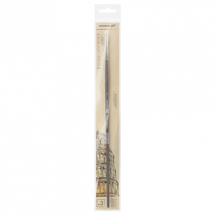 Кисть художественная проф. BRAUBERG ART CLASSIC, колонок, круглая, № 3, длинная ручка, 200924