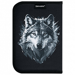 Пенал BRAUBERG, 1 отделение, полиэстер, 21х14 см, "Gray wolf", 273520