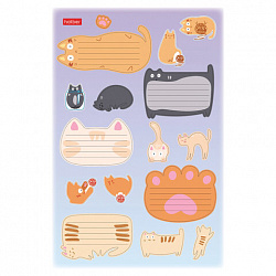 Наклейки бумажные для маркировки КОТОВАСИЯ, НАБОР 4 листа, 64 наклейки, HATBER, 4Н5н