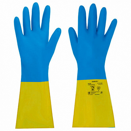 Перчатки латексно-неопреновые КЩС, ULTRA NEOPRENE, химически устойчивые, размер 7-7,5 S (малый), RABBITEX (РАББИТЕКС), 701113