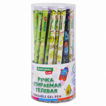 Ручка стираемая гелевая BRAUBERG KIDS "MIX", СИНЯЯ, корпус ассорти, игольчатый наконечник 0,5 мм, линия 0,35 мм, 144101