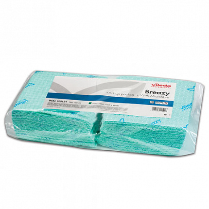 Салфетка VILEDA "Бризи", КОМПЛЕКТ 25 шт., объемное микроволокно, зеленая, 35х35 см, 161619