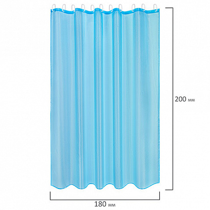 Шторка для ванной ПОЛИЭСТЕР, 180х200 см, кольца в комплекте, ГОЛУБОЙ БРИЛЛИАНТ, PRIMILA (ПРИМИЛА), 700096