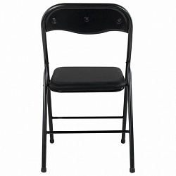 Стул складной BRABIX "Golf CF-007", черный каркас, кожзам черный, гофрокороб, 533024