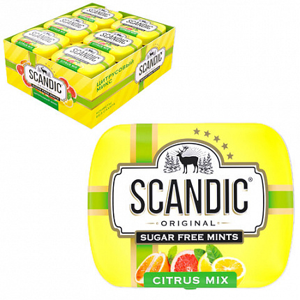 Драже освежающие SCANDIC без сахара со вкусом "Цитрусовый микс", 14 г, 4603738769889