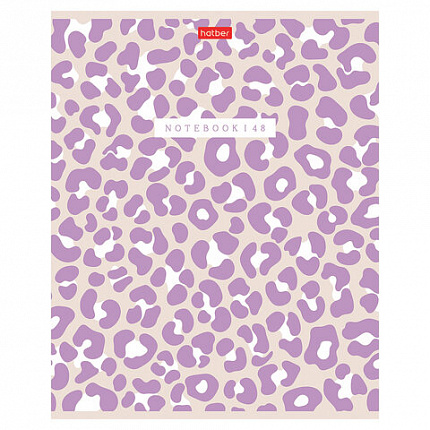 Тетрадь А5 48 л., HATBER, скоба, клетка, обложка картон, тиснение, LEO-принт (микс в спайке), 092970, 48Т5тВ1