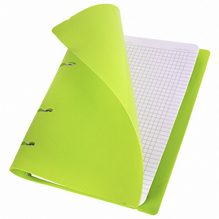Тетрадь на кольцах А5 175х220мм, 120л, пластик, с резинкой, BRAUBERG, Салатовый, 404619