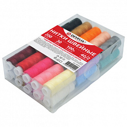 Нитки швейные 40/2, 200 м, полиэстер, НАБОР 30 цветов, в ПОДАРОК набор игл, DEVELIA (Девелиа), 609626