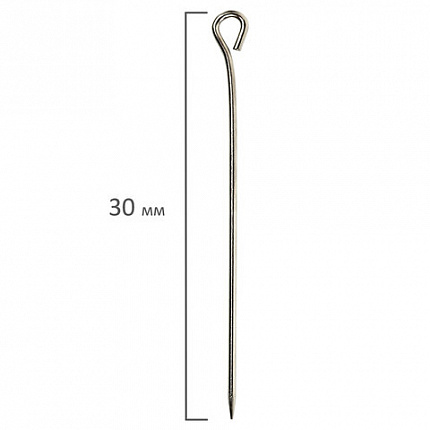 Булавки универсальные с головками-петельками BRAUBERG, 30 мм, 500 штук, в пластиковой коробке, 271319