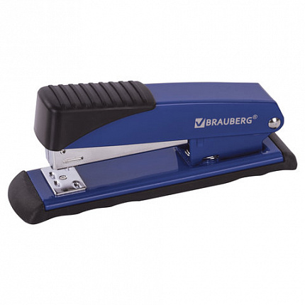 Степлер №24/6, 26/6 металлический BRAUBERG "Office", до 30 листов, синий, 228612