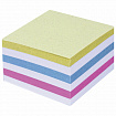 Блок для записей непроклеенный, 9х9х5 см, плотность 65 г/м2, цветной с белым, STAFF, 126365