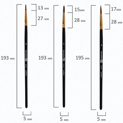 Кисти художественные набор 12 шт, синтетика, № 1-12, BRAUBERG ART DEBUT, 201049