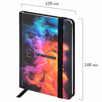 Блокнот с резинкой в клетку 96 л., МАЛЫЙ ФОРМАТ А6, 109х148 мм, твердая обложка, BRAUBERG, "Pigment", 116335