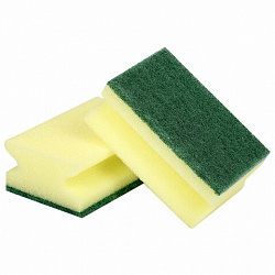 Губки для посуды 9,6х6,4х4 см, КОМПЛЕКТ 2 шт., MAXI, поролон с абразивным слоем, профильные, LAIMA К0015, 601557