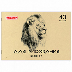 Блокнот для рисования, А4, 40 л., обложка офсет, ПИФАГОР, 200х285 мм, "Лебеди/Лев", 126962