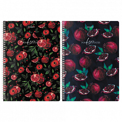 Тетрадь А4, 96 л., BRAUBERG, гребень, клетка, глянцевый лак, "Гранаты" (микс в спайке), 405314