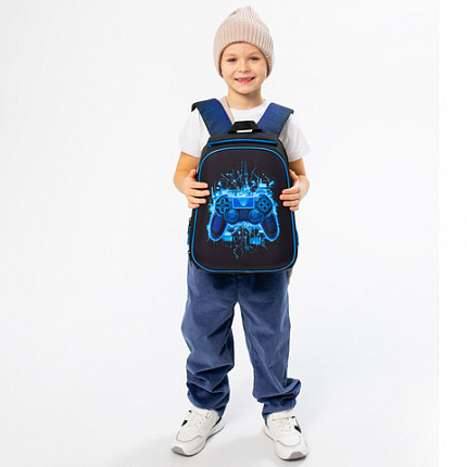 Ранец BRAUBERG KIDS START, 1 отделение, 2 кармана, Digital gamepad, 3D-панель, 35х26х13 см, 273152