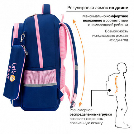 Рюкзак ЮНЛАНДИЯ COMPLETE с пеналом в комплекте, эрго-спинка, "Relaxing cats", 42х29х14 см, 273121