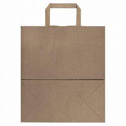 Крафт-пакет бумажный 24х14х29 см, КОМПЛЕКТ 50 шт., плоские ручки, плотность 90 г/м2, LAIMA ECO CRAFT, 609687