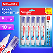Ручка-корректор 10 мл, ВЫГОДНАЯ УПАКОВКА, КОМПЛЕКТ 5 штук, BRAUBERG Сlassic, металлический наконечник, 274235