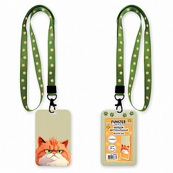 Бейдж вертикальный с 3D-печатью "Котик" (85х54 мм), лента 45 см, СЛАЙДЕР, FUNSTER (ФАНСТЕР), 238828