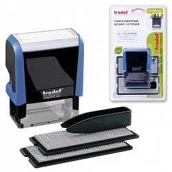 Штамп самонаборный 4-строчный, оттиск 47х18 мм, синий без рамки, TRODAT 4912 P4, КАССЫ В КОМПЛЕКТЕ, 43210