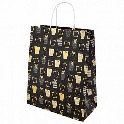 Пакет подарочный (1 штука) новогодний 26x13x32 см, "Kraft Large", ассорти, ЗОЛОТАЯ СКАЗКА, 592132