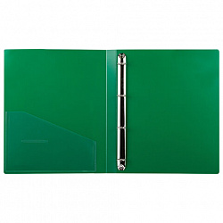 Папка на 4 кольцах, ширина 25 мм, BRAUBERG EXTRA, до 170 листов, ЗЕЛЕНАЯ, 0,7 мм, 270546