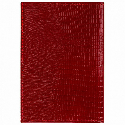 Обложка для паспорта натуральная кожа ящерица, без тиснения, красная, BRAUBERG, 238190