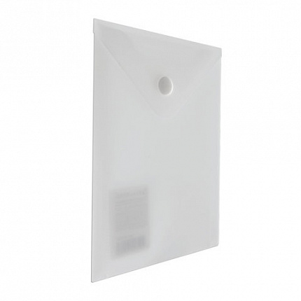 Папка-конверт с кнопкой МАЛОГО ФОРМАТА (105х148 мм), А6, матовая прозрачная, 0,18 мм, BRAUBERG, 227321