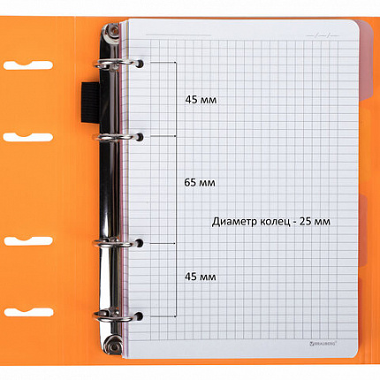 Тетрадь на кольцах А5 175х220мм, 120л, пластик, на липучке, с разделителями, BRAUBERG, Розовый, 404636