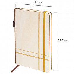 Ежедневник недатированный, А5, 145х210 мм, BRAUBERG "Natural", резинка-фиксатор, держатель для ручки, 160 л., деревянный, 117136