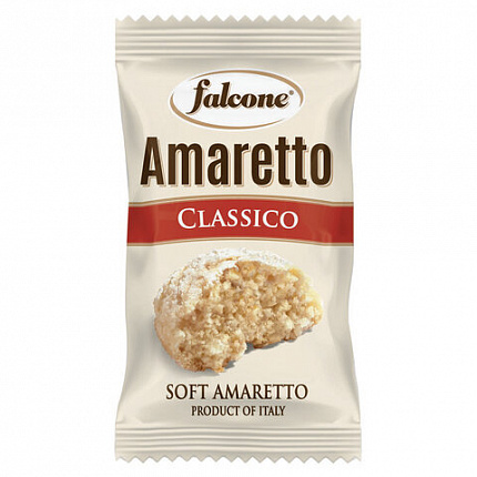 Печенье в индивидуальной упаковке миндальное FALCONE "Amaretti", 100 штук по 10 г, 1 кг, ИТАЛИЯ, MC-00014395