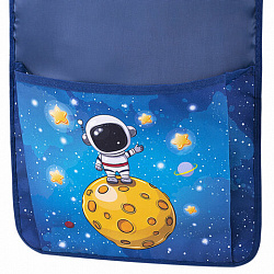 Кармашки-органайзер в шкафчик для детского сада ЮНЛАНДИЯ, с ПРОЗРАЧНЫМ КАРМАНОМ, увеличенный размер, 26х80 см, "Space dude", 271071