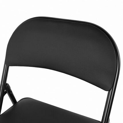 Стул складной BRABIX "Golf Plus CF-003 Комфорт", черный каркас, кожзам черный, 531566