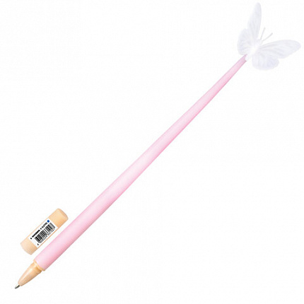 Ручка фигурная шариковая ЮНЛАНДИЯ "Бабочка", силиконовый корпус, ассорти, СИНЯЯ, пишущий узел 0,7 мм, 143795