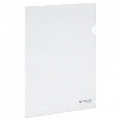 Папка-уголок жесткая А4, прозрачная, 0,15 мм, BRAUBERG EXTRA, 271701